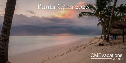 Punta Cana sunset beach with palm trees and calm shoreline 2026