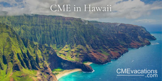 Aerial view of the Na Pali coast on Kauai Island, Hawaii, with lush greenery and blue ocean waters.