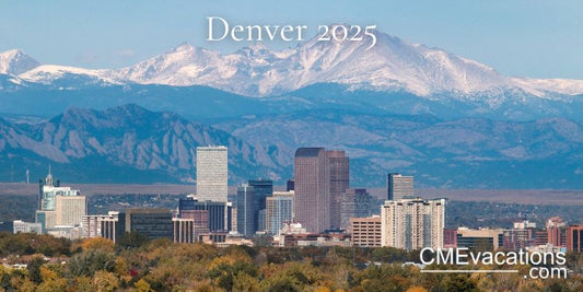 Denver skyline with Rocky Mountain peaks and autumn colors 2025