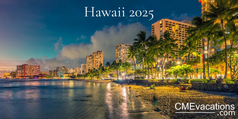 Hawaii Waikiki evening oceanfront warm glow 2025