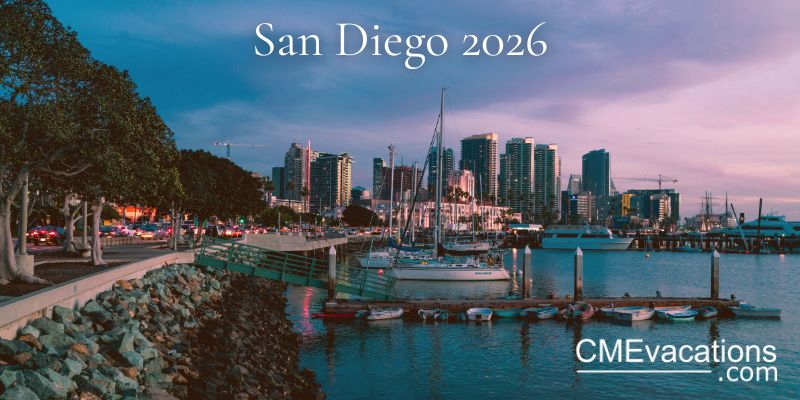 San Diego harbor skyline with sailboats at dusk 2026