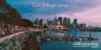 San Diego harbor skyline with sailboats at dusk 2026